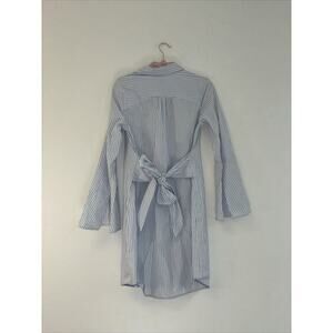 Button Up Dress STRIPE TIE WAIST SHIRT DRESS sz sm PINSTRIPE Cotton Bow American